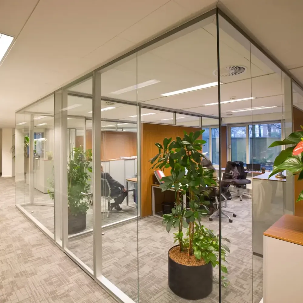 Office laminated glass partitions in Pakistan